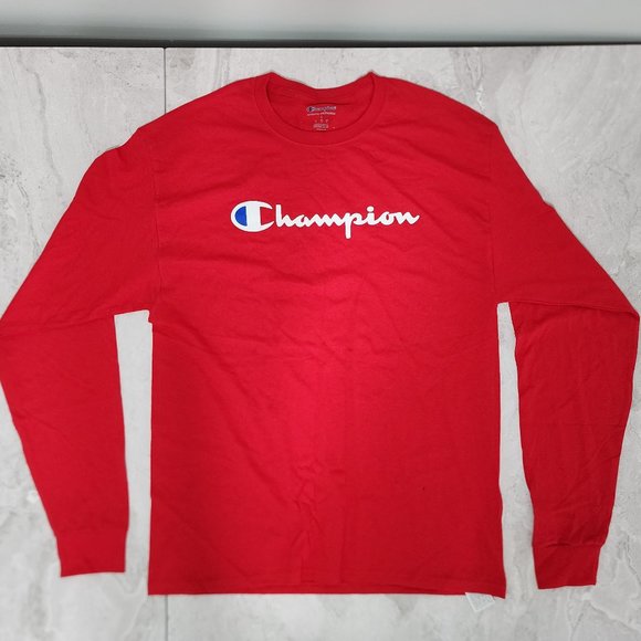 Champion Long Sleeve Shirt Men's Red Size Large & X-Large New - Picture 2 of 8